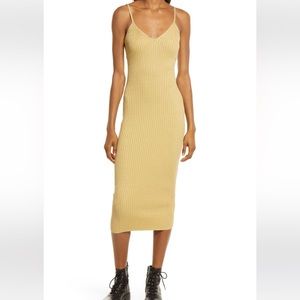 All Saints Metallic Rib Tank Dress - Gold